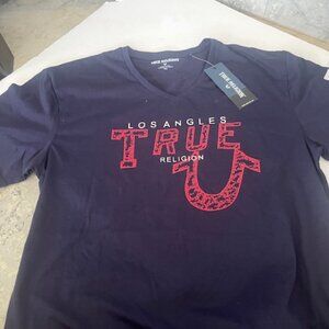 NEW True Religion Navy  Shirt Top T-shirt V-neck unisex XXL